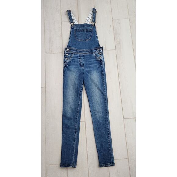 Boden girls denim overalls 11-12Y Stars Lining Skinny Pockets Nordstrom Preppy - Picture 1 of 8